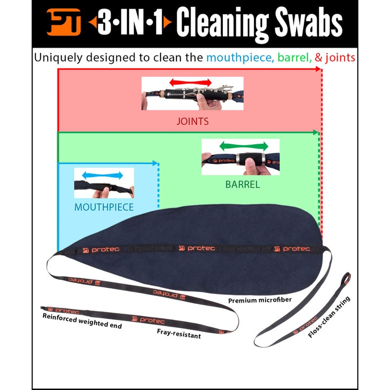 Protec 3-In-1 Clarinet Swab (Eb), Cleans Body, Barrel, & Mouthpiece (A126) - Image 2